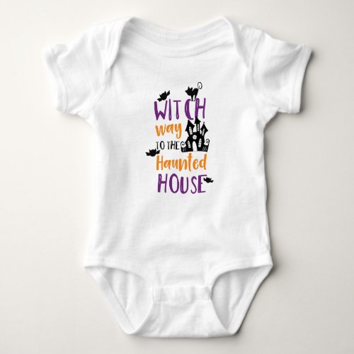 Witch Way To The Haunted House Bats Halloween Baby Bodysuit