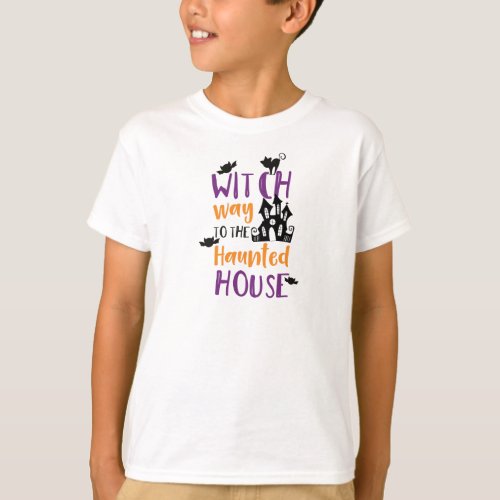 Witch Way To The Haunted House Bats Halloween T_Shirt