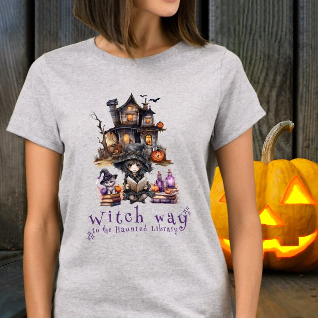 Witch Way to the Library Book Lover Librarian T-Shirt (Creator Uploaded)