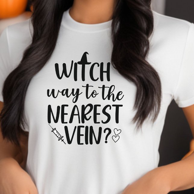 Witch Way To The Nearest Vein Halloween Nurse Tri-Blend Shirt (Witch Way To The Nearest Vein Funny Halloween Nurse Shirt)