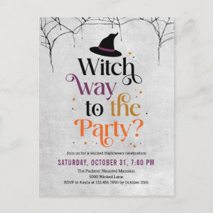 Witch Way To The Party Halloween Invite Postcard