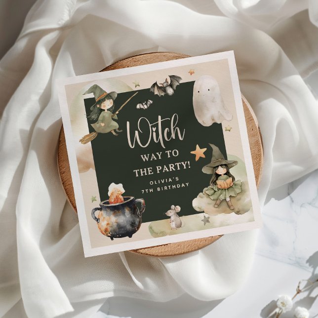 Witch Way to the Party' Kids Halloween Birthday Napkins (Creator Uploaded)