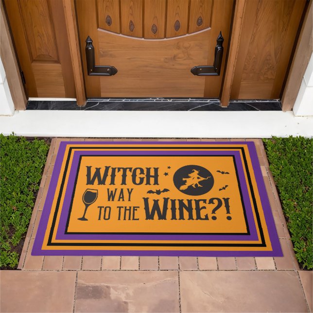 Witch Way to the Wine – A Spirited Spell Doormat (Outdoor)