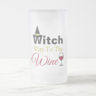 Witch Way To The Wine Frosted Glass Beer Mug