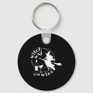 Witch Way To The Wine Halloween Witchy Women Funny Keychain