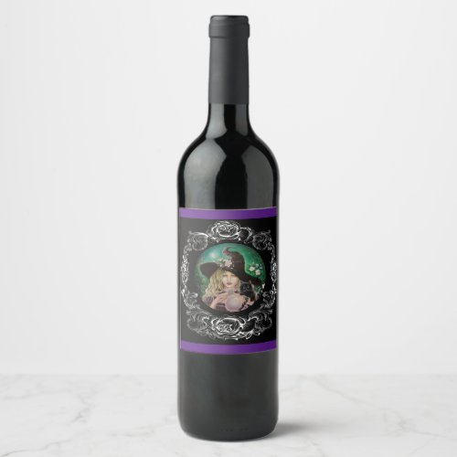 Witch wicca black cat food and drink label