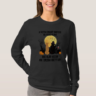 Witch Wine And Irish Setter Dog Mom Halloween Cos T-Shirt