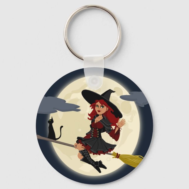 witch witchcraft broomstick keychain (Front)