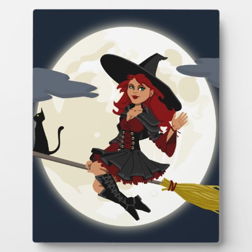 witch witchcraft broomstick plaque