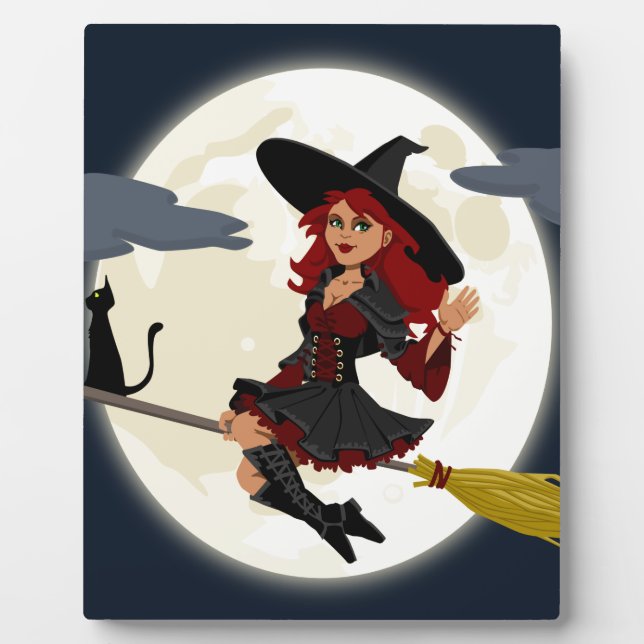 witch witchcraft broomstick plaque (Front)