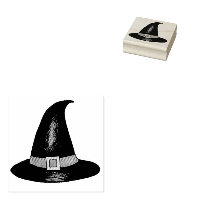 Witch Witches Hat Happy Halloween Costume Party Rubber Stamp (Stamped)