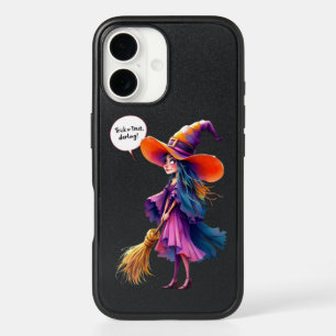 Witch with a Broom, Halloween, author Natasha Us iPhone 16 Case