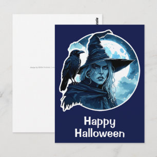 Witch with a Raven - Halloween Fan Fun 2 Postcard