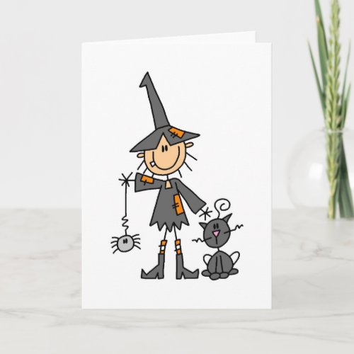 Witch with Black Cat Card