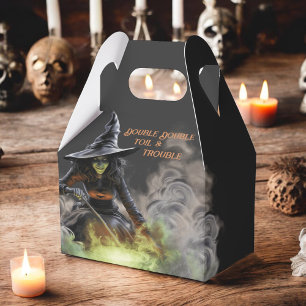 Witch with Burning Cauldron Halloween Favor Boxes