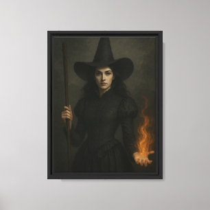 Witch with Fire Spell Canvas Print