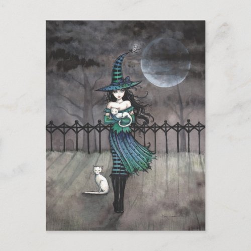 Witch with White Cats Postcard