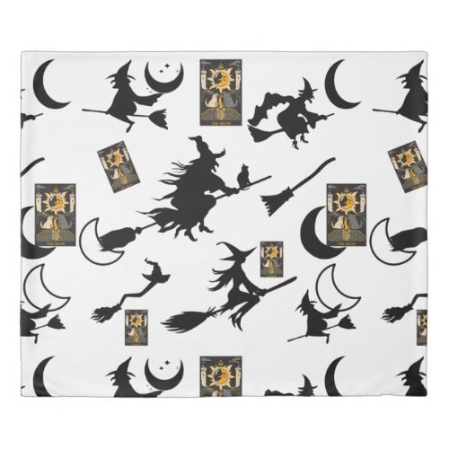 Witch wizard blackcat moon bloomstick duvet cover