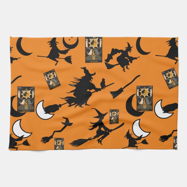 Witch wizard blackcat moon bloomstick kitchen towel (Horizontal)