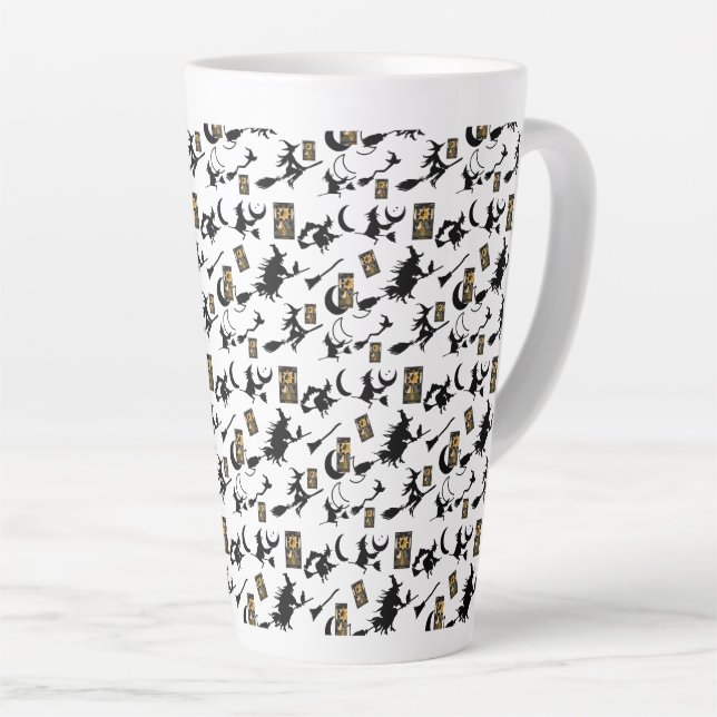 Witch wizard blackcat moon bloomstick  latte mug (Right Angle)