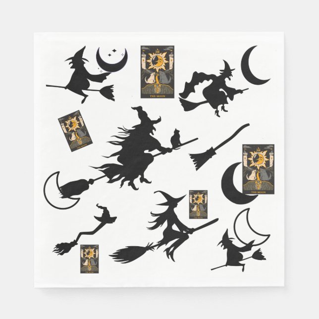 Witch wizard blackcat moon bloomstick napkins (Front)