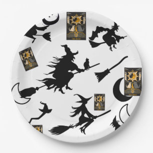 Witch wizard blackcat moon bloomstick paper plates