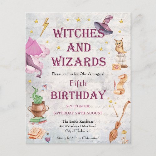 Witch Wizard Magical Kid Birthday Invitation