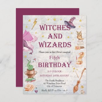 Witch Wizard Magical Kid Birthday Invitation | Zazzle