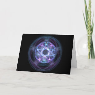 Witchcraft Blue Fire Pentagram Birthday Card