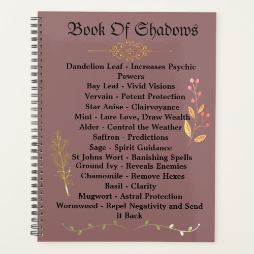 Witchcraft Book Of Shadows Pink Journal Planner