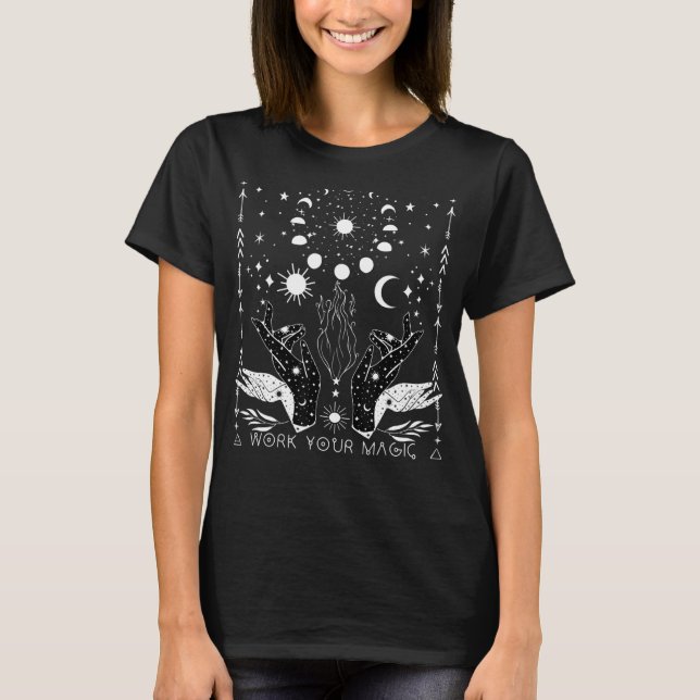 Witchcraft Celestial Sun Moon Witchy Wiccan Magick T-Shirt (Front)