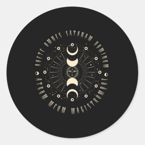 Witchcraft Gothic Geometric Sun Black Magic Classic Round Sticker