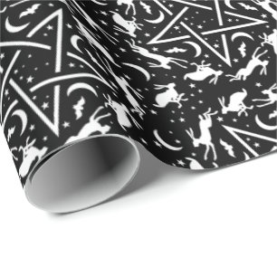 Witchcraft Gothic Pagan Hares Pentagrams and Moons Wrapping Paper