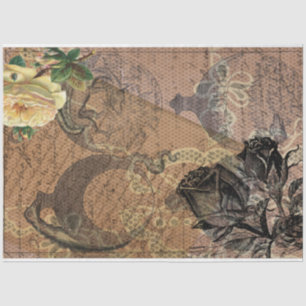 Witchcraft Halloween Black Yellow Rose Ephemera Tissue Paper