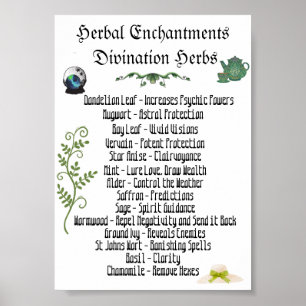 Witchcraft Herbs Psychic Development Spells Poster
