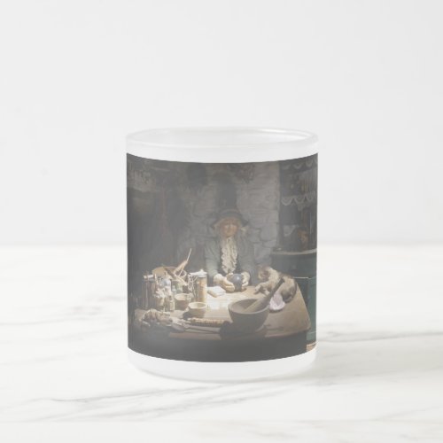 Witchcraft Museum display of a Witch Frosted Glass Coffee Mug