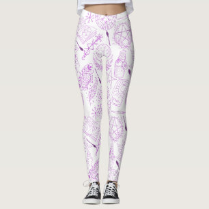witchcraft pattern 2506.Purple. White BG Leggings