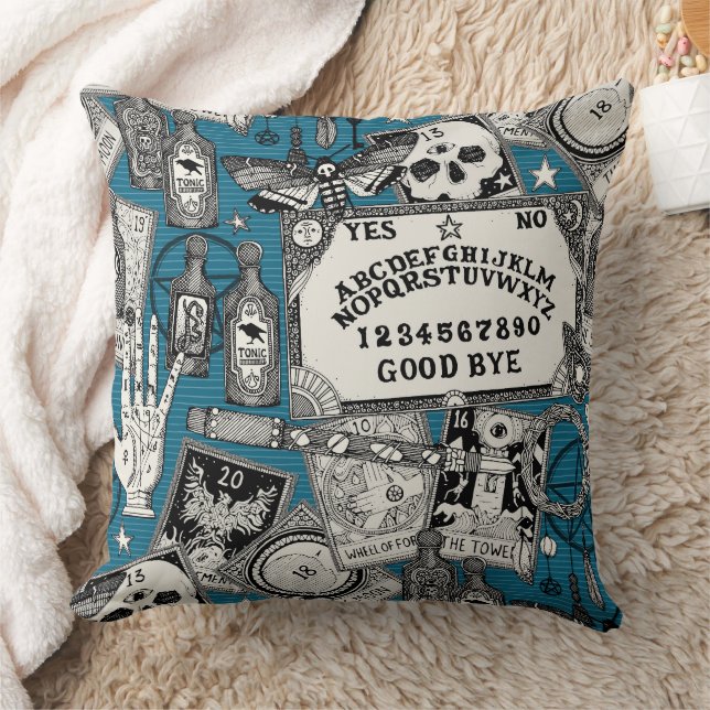 witchcraft peacock blue throw pillow (Blanket)