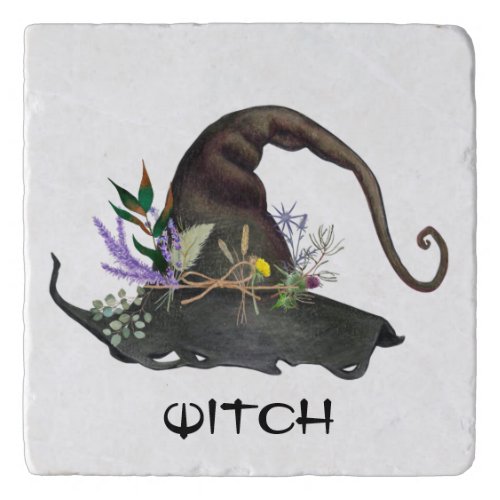 Witchcraft Witches Herbal Hat White Stone Trivet
