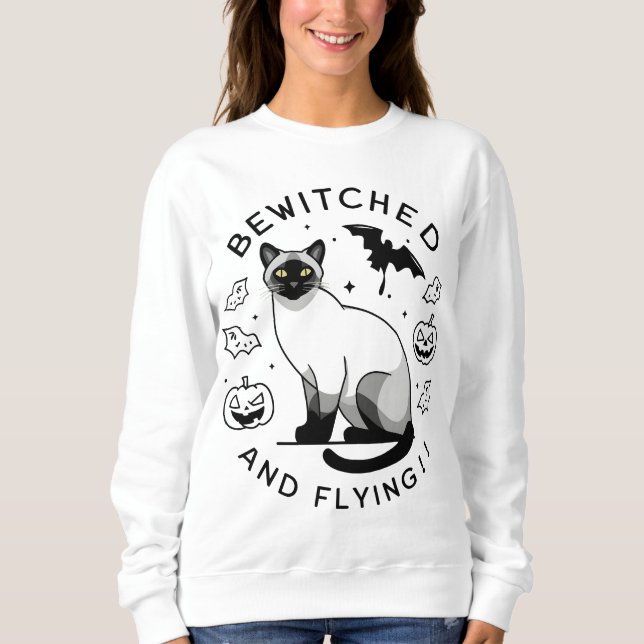 witched Flight: The Enchanted Siamese cat Sweatshirt (Front)