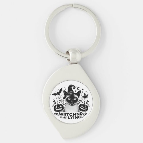 witched Siamese Halloweens Magical Journey Keychain