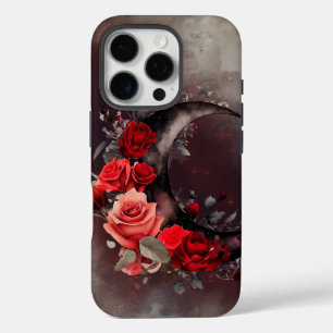 Witchery   Crescent Moon with Gothic Red Roses iPhone 16 Pro Case