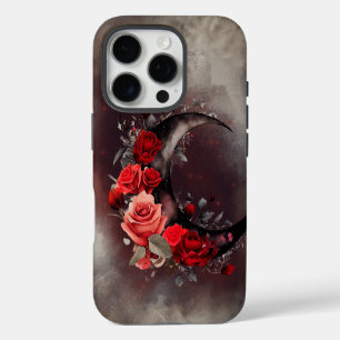 Witchery   Crescent Moon with Gothic Red Roses iPhone 16 Pro Case
