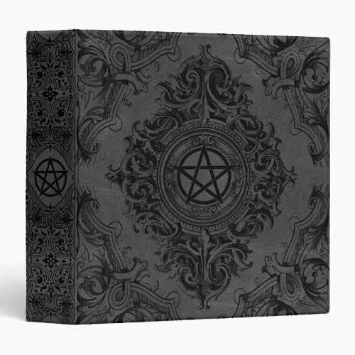 Witchery Flourish  Dark Gray Fantasy Pentacle 3 Ring Binder