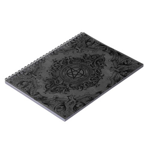 Witchery Flourish  Dark Gray Fantasy Pentacle Notebook