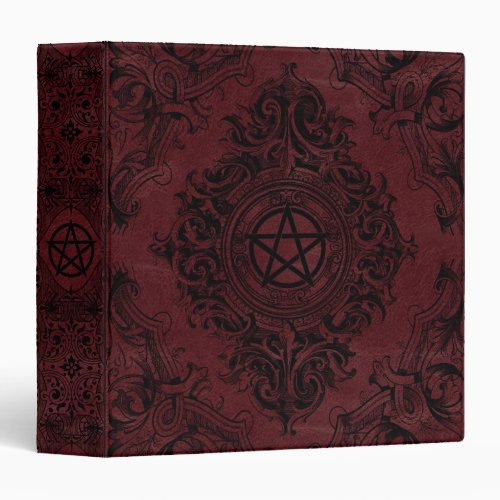 Witchery Flourish  Dark Red Fantasy Pentacle 3 Ring Binder