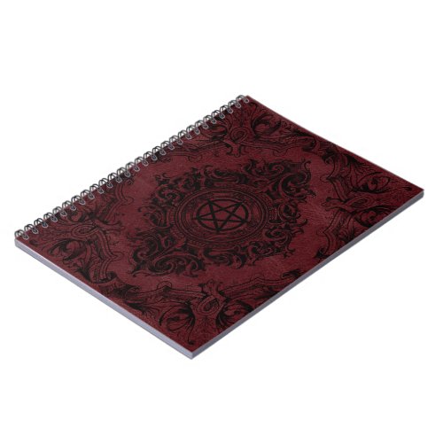 Witchery Flourish  Dark Red Fantasy Pentacle Notebook