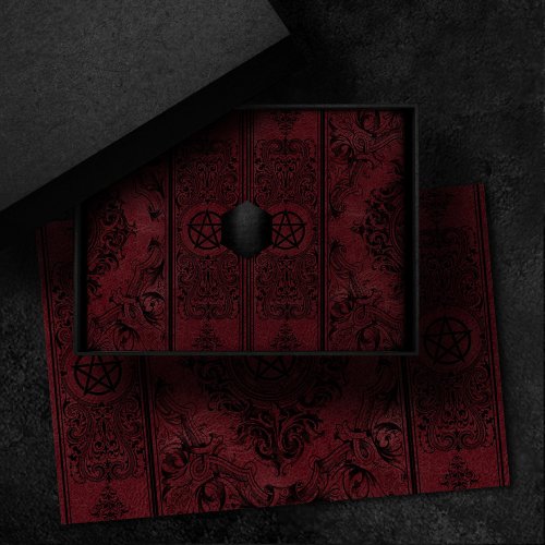 Witchery Flourish  Dark Red Fantasy Pentacle Tissue Paper