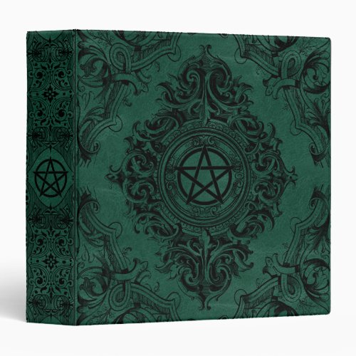 Witchery Flourish  Emerald Green Fantasy Pentacle 3 Ring Binder