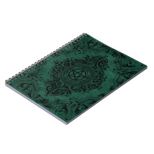 Witchery Flourish  Emerald Green Fantasy Pentacle Notebook